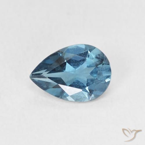 0.76ct 자연스러운 런던 블루 황옥, 배 모양, VS