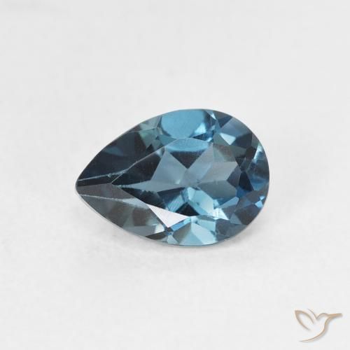 0.90ct 자연스러운 런던 블루 황옥, 배 모양, VS
