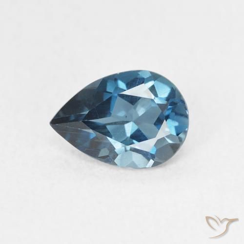 0.75ct 자연스러운 런던 블루 황옥, 배 모양, VVS-VS