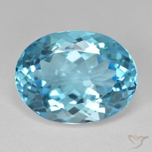 20.27ct 자연스러운 스위스 블루 황옥, 타원형, VVS-VS