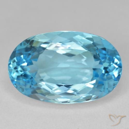 22.20ct 자연스러운 스위스 블루 황옥, 타원형, VVS-VS