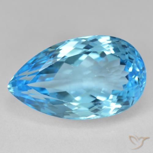 28.62ct 자연스러운 스위스 블루 황옥, 배 모양, VS