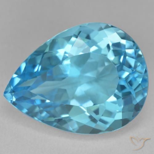 22.29ct 자연스러운 스위스 블루 황옥, 배 모양, VVS-VS
