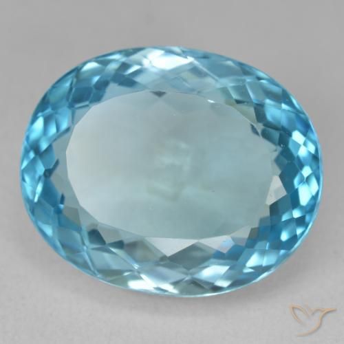 23.45ct 자연스러운 스위스 블루 황옥, 타원형, VVS-VS