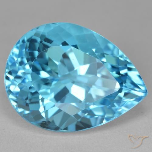 25.31ct 자연스러운 스위스 블루 황옥, 배 모양, VVS-VS