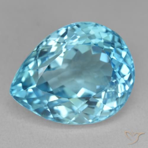 21.84ct 자연스러운 스위스 블루 황옥, 배 모양, VVS-VS