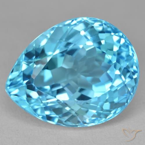 27.19ct 자연스러운 스위스 블루 황옥, 배 모양, VVS