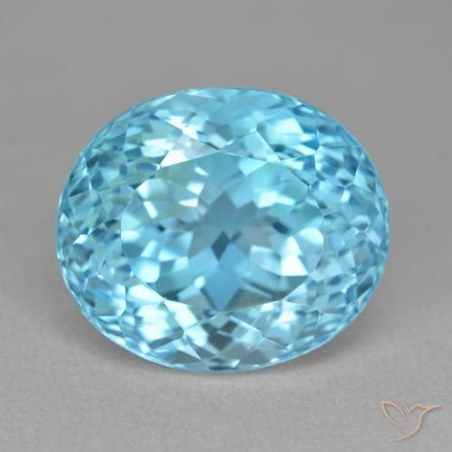 21.10ct 자연스러운 스위스 블루 황옥, 타원형, VVS