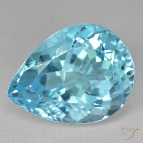 20.41ct 자연스러운 스위스 블루 황옥, 배 모양, VVS-VS