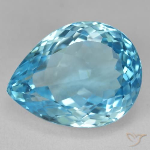 25.41ct 자연스러운 스위스 블루 황옥, 배 모양, VVS-VS
