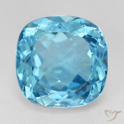 21.83ct 자연스러운 스위스 블루 황옥, 방석, VVS-VS