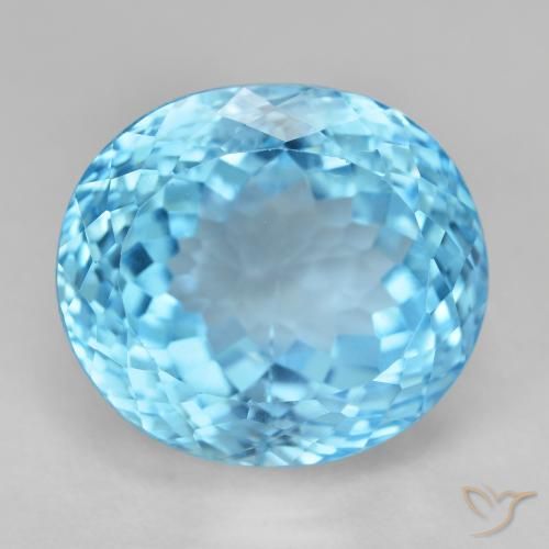 22.74ct 자연스러운 스위스 블루 황옥, 타원형, VVS-VS
