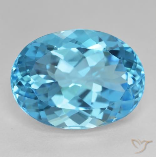 27.52ct 자연스러운 스위스 블루 황옥, 타원형, VVS-VS