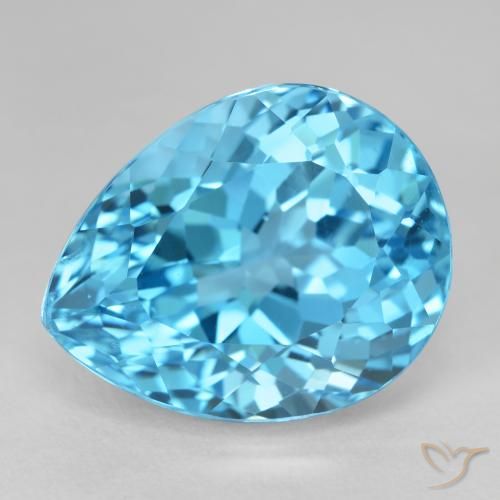 23.23ct 자연스러운 스위스 블루 황옥, 배 모양, VVS-VS