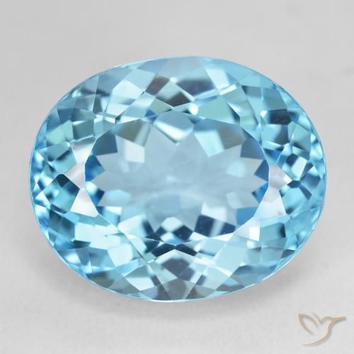 22.53ct 자연스러운 스위스 블루 황옥, 타원형, VVS-VS