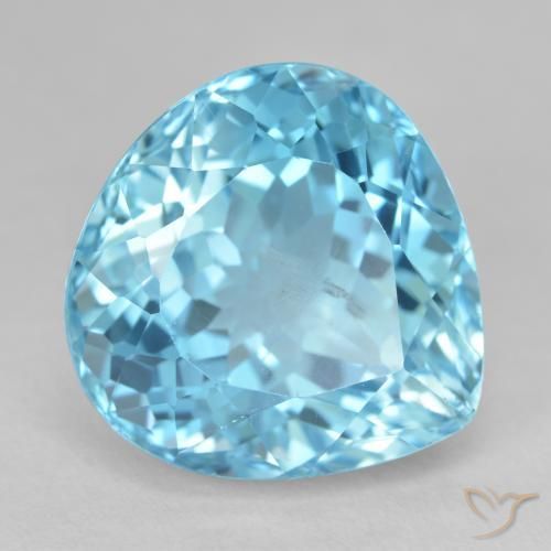 25.68ct 자연스러운 예일 블루 황옥, 배 모양, VS