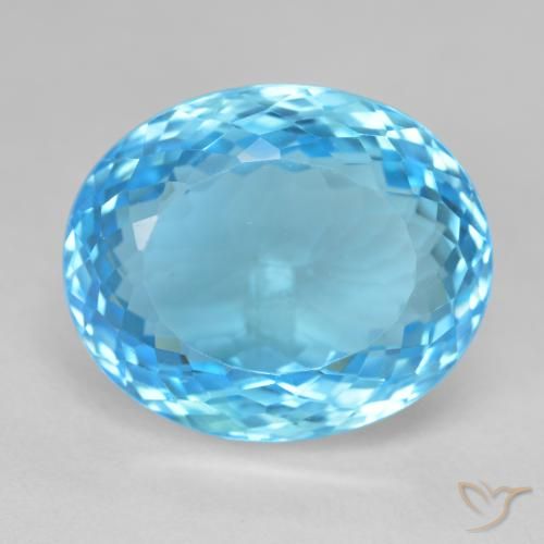 27.63ct 자연스러운 스위스 블루 황옥, 타원형, VVS-VS