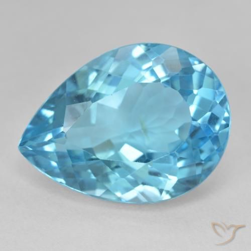28.60ct 자연스러운 스위스 블루 황옥, 배 모양, VVS-VS