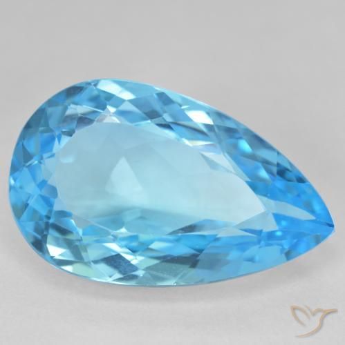 27.27ct 자연스러운 스위스 블루 황옥, 배 모양, VVS-VS