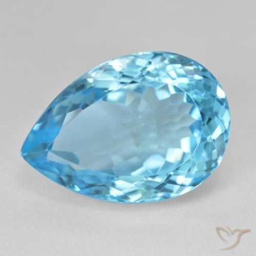 28.78ct 자연스러운 스위스 블루 황옥, 배 모양, VS