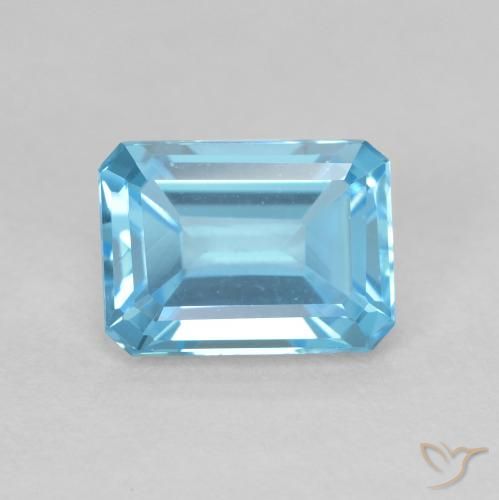 2.04ct 자연스러운 스위스 블루 황옥, 에메랄드 컷, VVS-VS