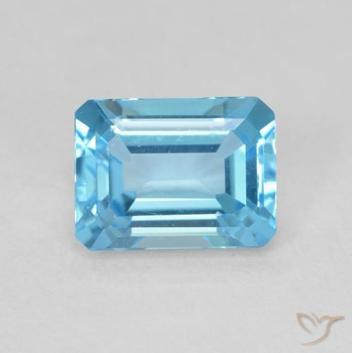 1.97ct 자연스러운 스위스 블루 황옥, 에메랄드 컷, VVS-VS