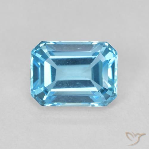 2.16ct 자연스러운 스위스 블루 황옥, 에메랄드 컷, VVS-VS