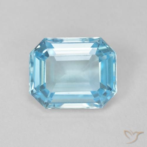 3.71ct 자연스러운 스위스 블루 황옥, 에메랄드 컷, VVS-VS