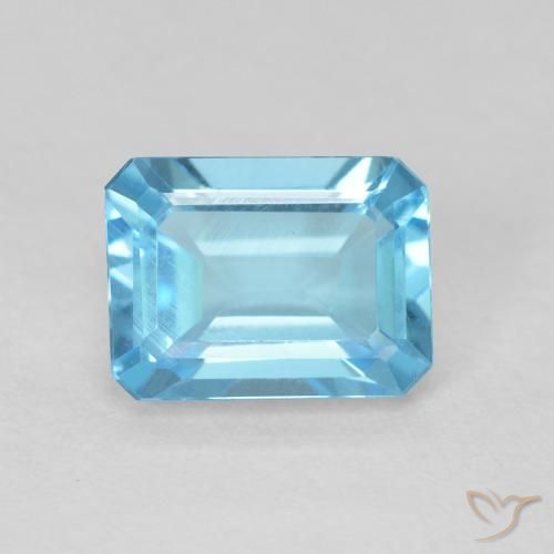 1.90ct 자연스러운 스위스 블루 황옥, 에메랄드 컷, VVS-VS