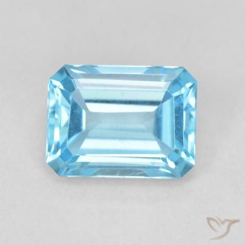 2.02ct 자연스러운 스위스 블루 황옥, 에메랄드 컷, VVS