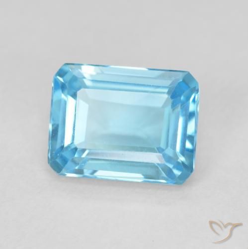 1.92ct 자연스러운 스위스 블루 황옥, 에메랄드 컷, VVS