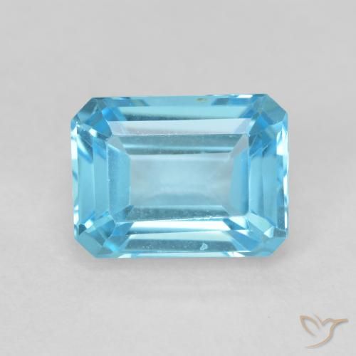 2.19ct 자연스러운 스위스 블루 황옥, 에메랄드 컷, VVS