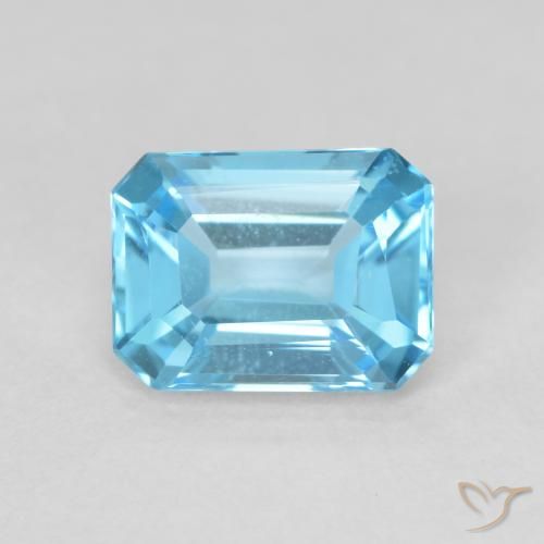 1.90ct 자연스러운 스위스 블루 황옥, 에메랄드 컷, VVS