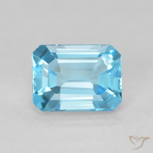 1.86ct 자연스러운 스위스 블루 황옥, 에메랄드 컷, VVS