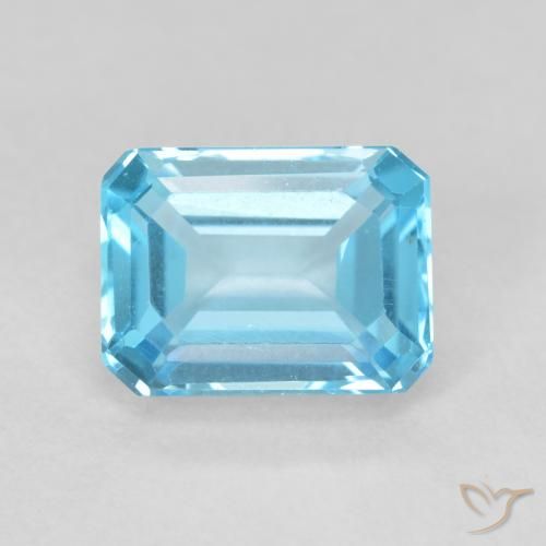 2.16ct 자연스러운 스위스 블루 황옥, 에메랄드 컷, VVS