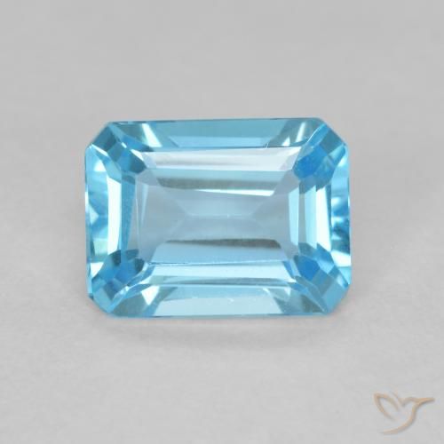 1.78ct 자연스러운 스위스 블루 황옥, 에메랄드 컷, VVS