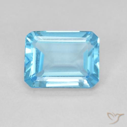 1.70ct 자연스러운 스위스 블루 황옥, 에메랄드 컷, VVS