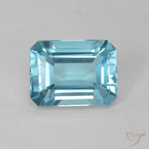 2.07ct 자연스러운 하늘색 황옥, 에메랄드 컷, VVS