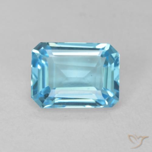 2.08ct 자연스러운 스위스 블루 황옥, 에메랄드 컷, VVS
