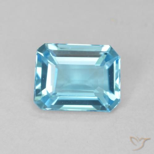 1.70ct 자연스러운 스위스 블루 황옥, 에메랄드 컷, VVS