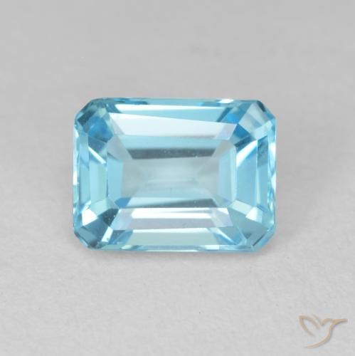 2.14ct 자연스러운 스위스 블루 황옥, 에메랄드 컷, VVS