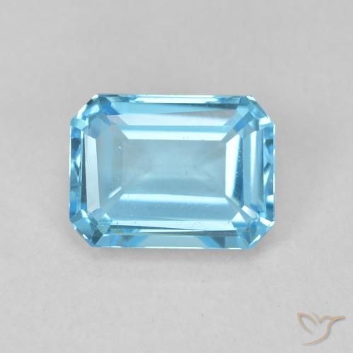 2.11ct 자연스러운 스위스 블루 황옥, 에메랄드 컷, VVS