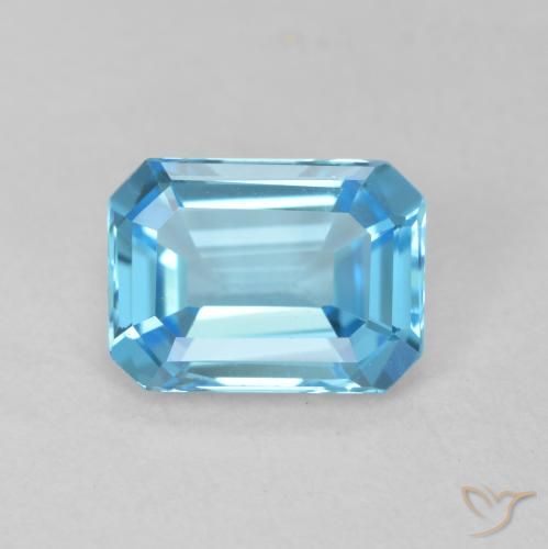 1.80ct 자연스러운 스위스 블루 황옥, 에메랄드 컷, VVS