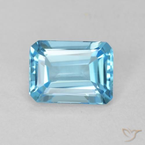1.81ct 자연스러운 스위스 블루 황옥, 에메랄드 컷, VVS