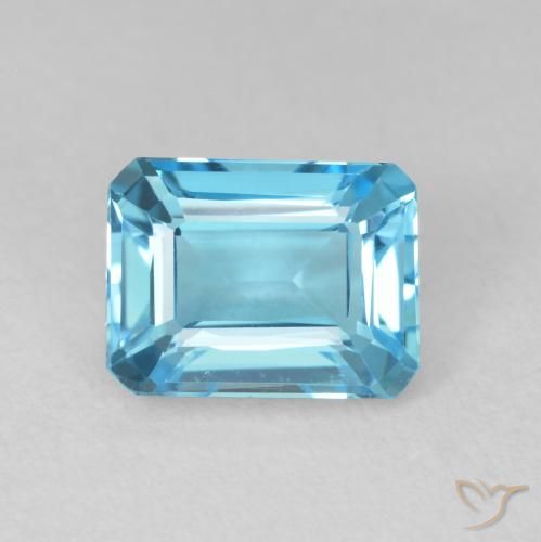 2.20ct 자연스러운 스위스 블루 황옥, 에메랄드 컷, VVS