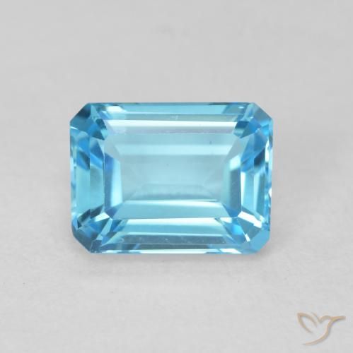 2.14ct 자연스러운 스위스 블루 황옥, 에메랄드 컷, VVS