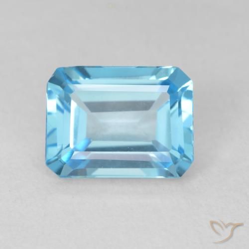 2.08ct 자연스러운 스위스 블루 황옥, 에메랄드 컷, VVS