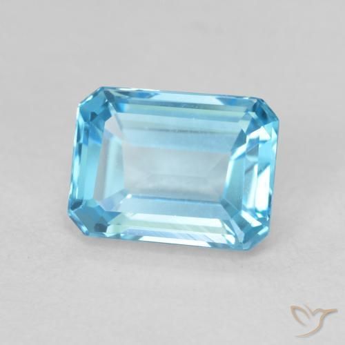 2.14ct 자연스러운 스위스 블루 황옥, 에메랄드 컷, VVS