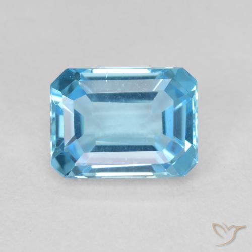 2.06ct 자연스러운 스위스 블루 황옥, 에메랄드 컷, VVS