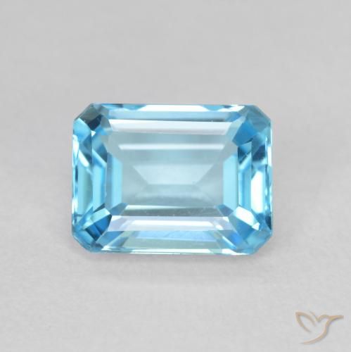 1.99ct 자연스러운 스위스 블루 황옥, 에메랄드 컷, VVS